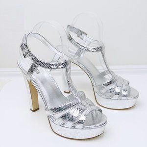 michael kors ∙ platform metallic snakeskin heels